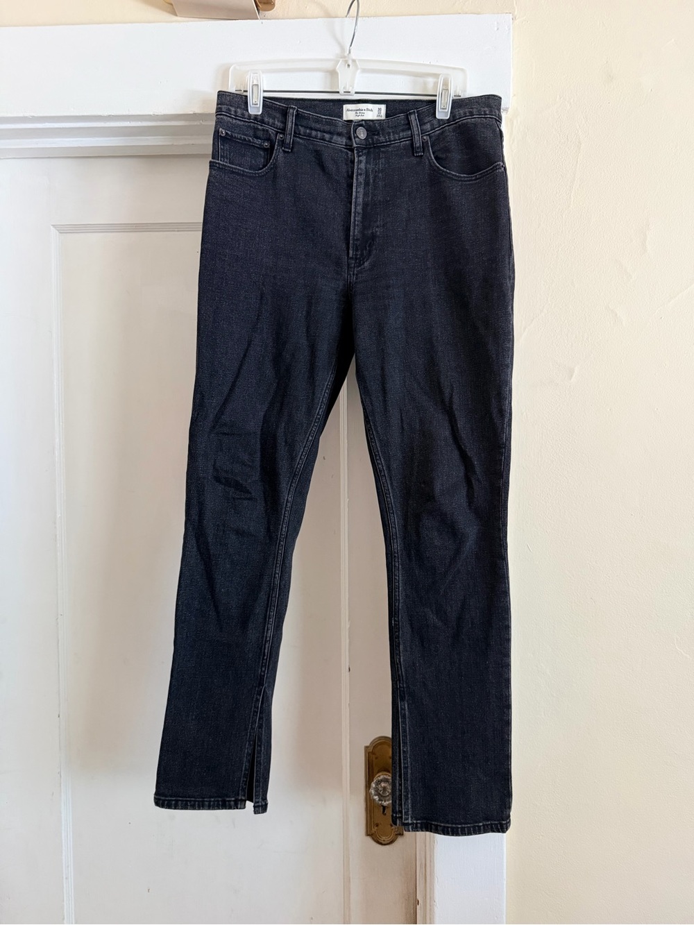 Abercrombie & Fitch Black The Skinny High Rise Jeans Ankle Slits